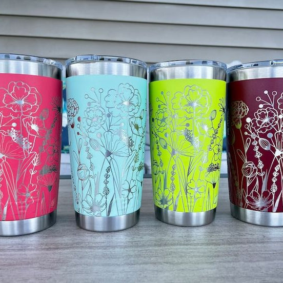 Laser engraved tumblers