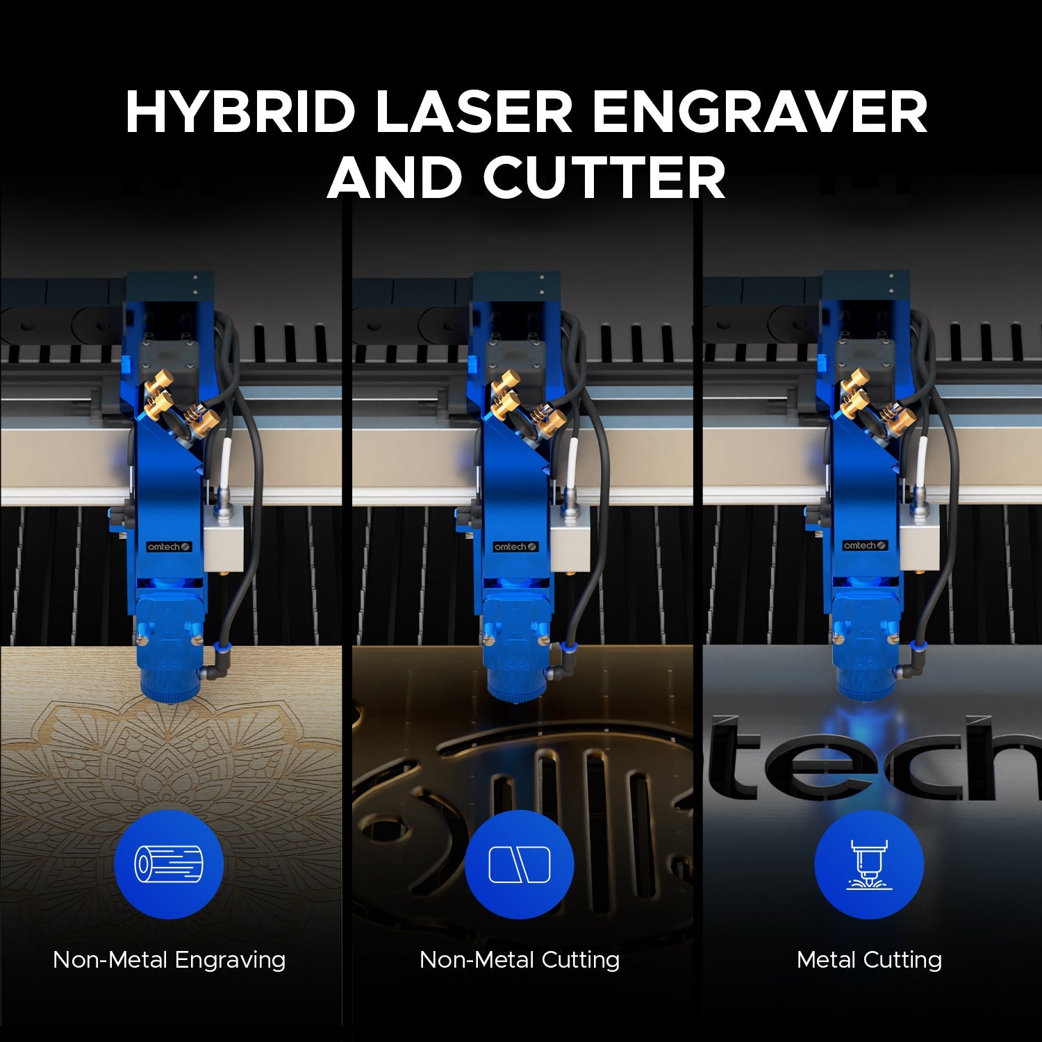 OMTech Pro 3655 Hybrid 150W CO2 Laser Cutter and Engraver 