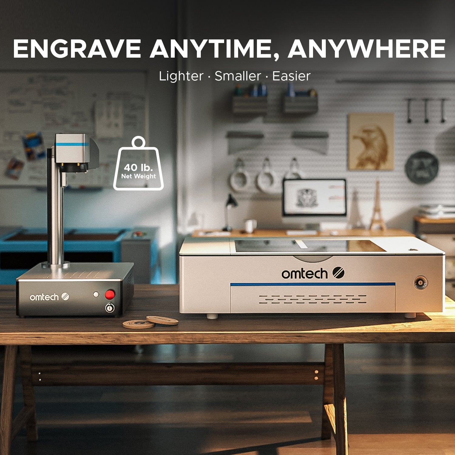 OMTech MOPA 30W Compact Integrated Fiber Laser Marker Engrave Anywhere