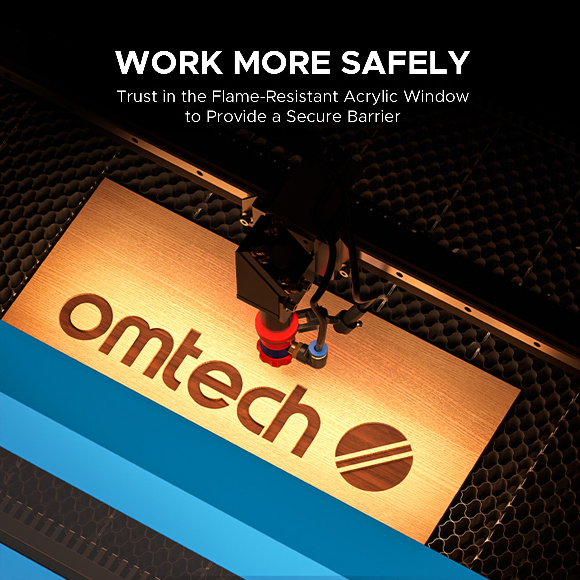 OMTech Maker AF2028-80 90W CO2 Laser Cutter and Engraver Flame Resistant