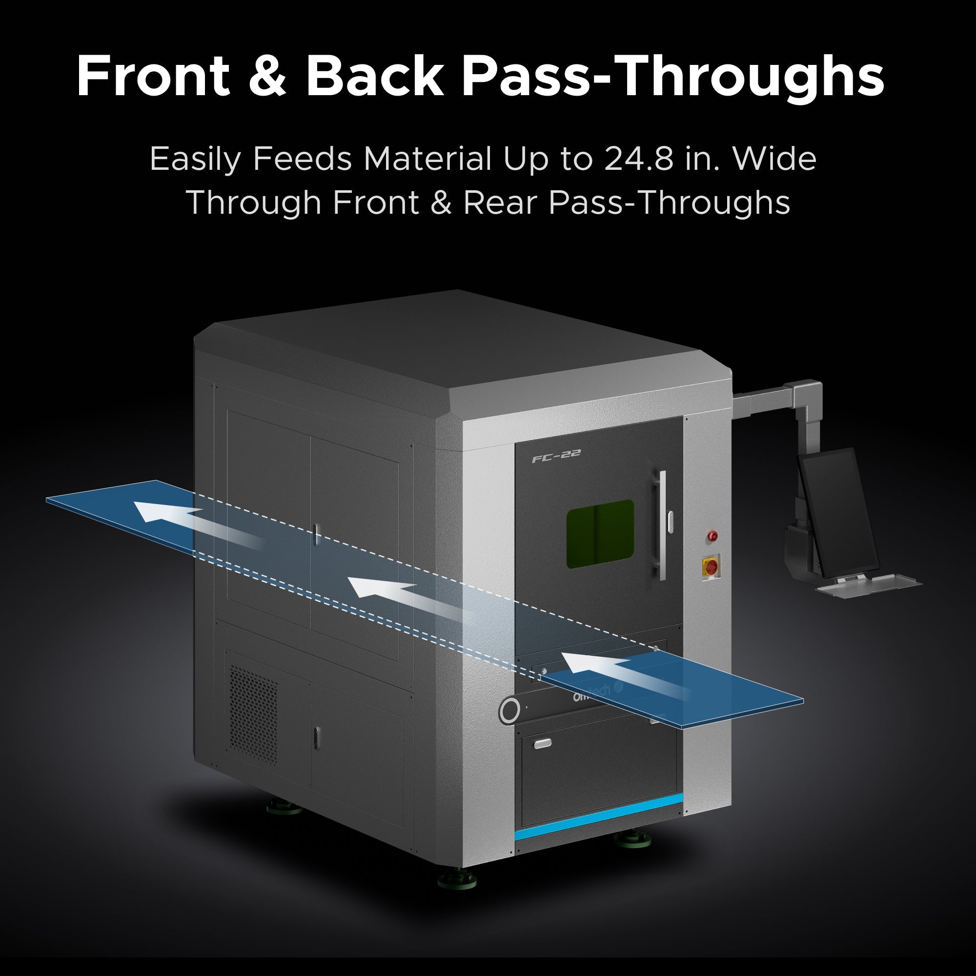 OMTech FC-22 1500W Enclosed Fiber Laser Cutter Front & Back Pass Through