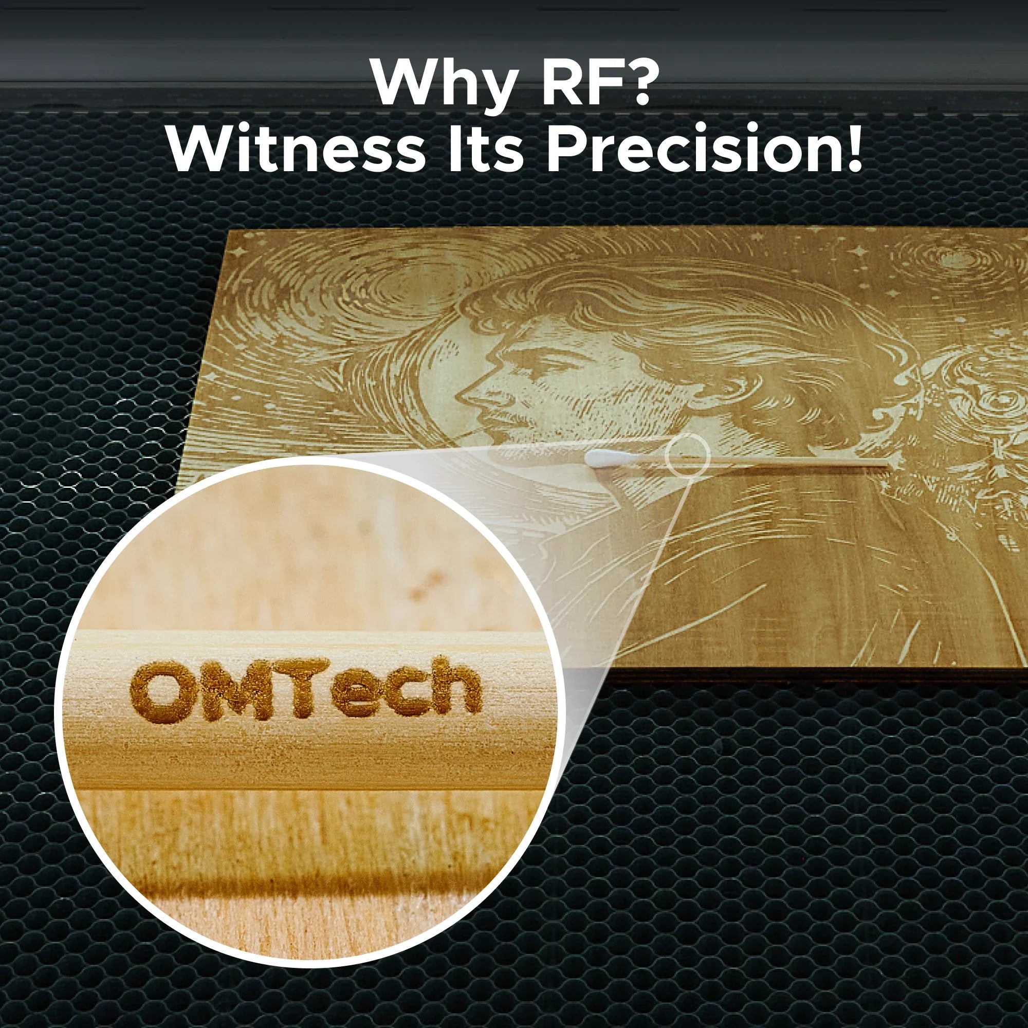 OMTech Pro Quantum 60W RF CO2 Laser Engraver and Cutter Precision