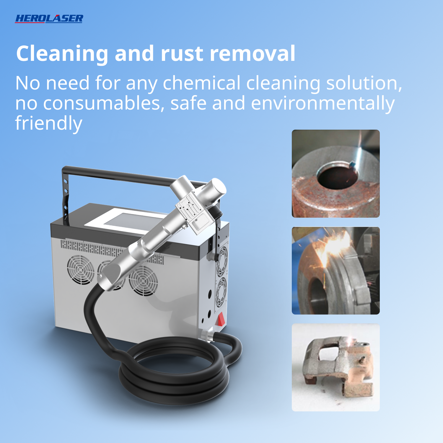 Herolaser 200W Pulsed Laser Cleaner — control panel interface