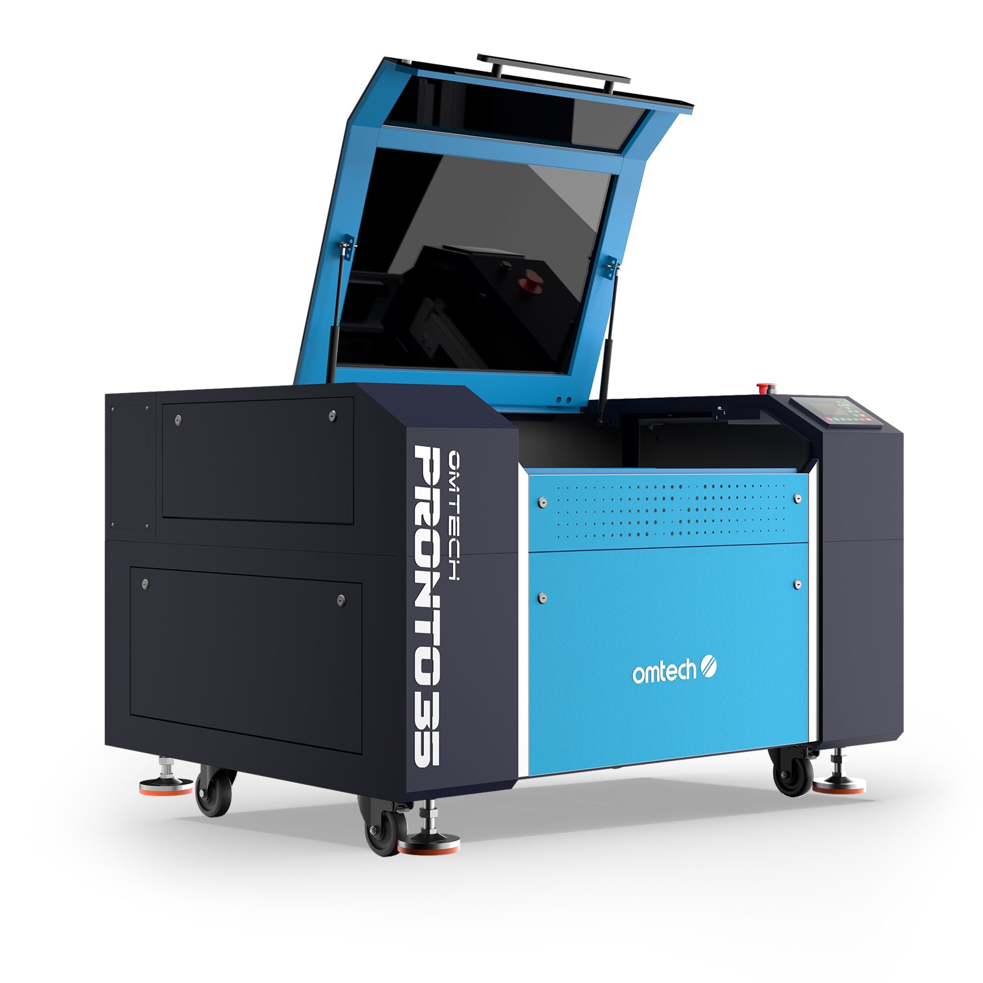 OMTech Pronto 35 100W CO2 Laser Cutter and Engraver Open Side View