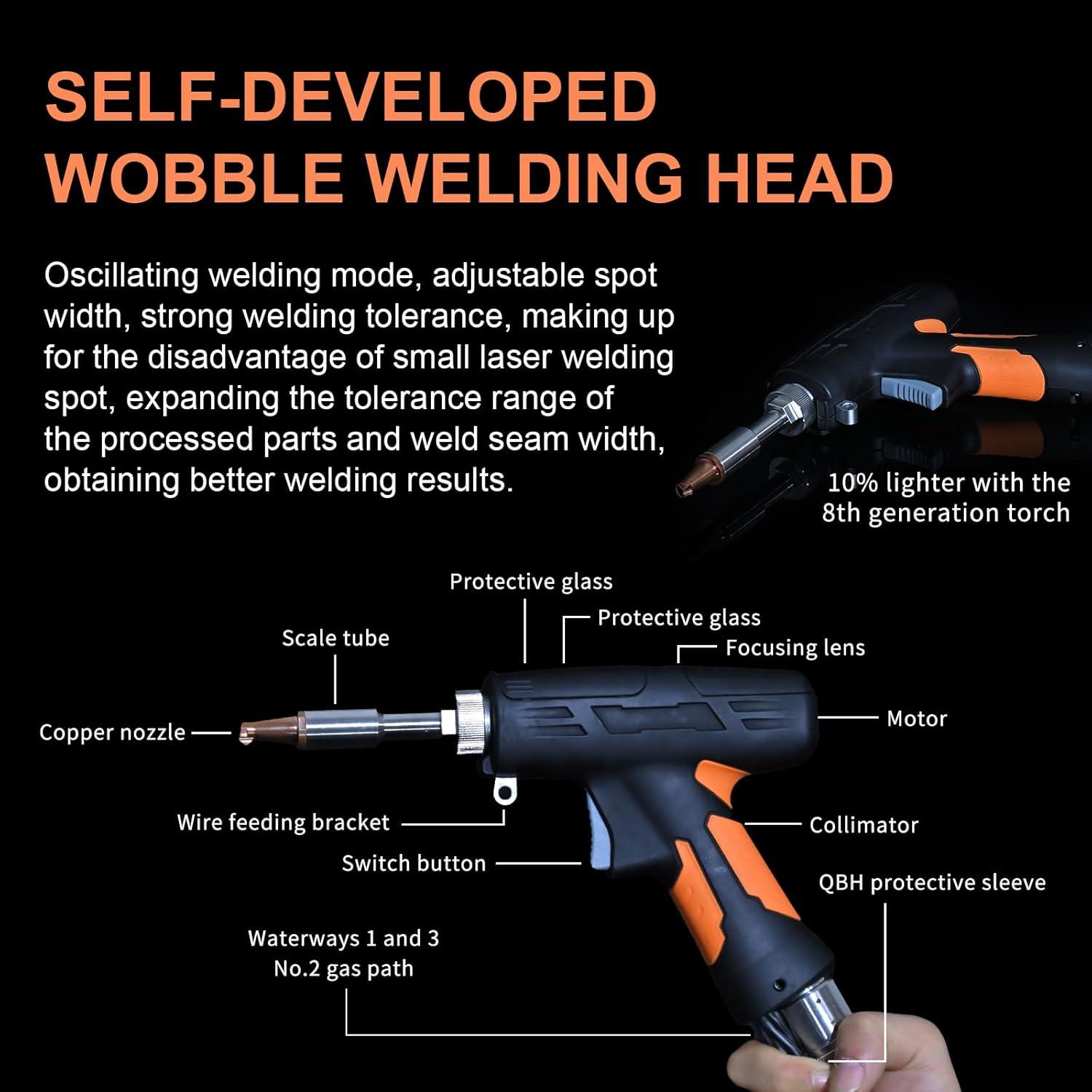 Herolaser 2000W laser welder handheld gun with nozzle detail