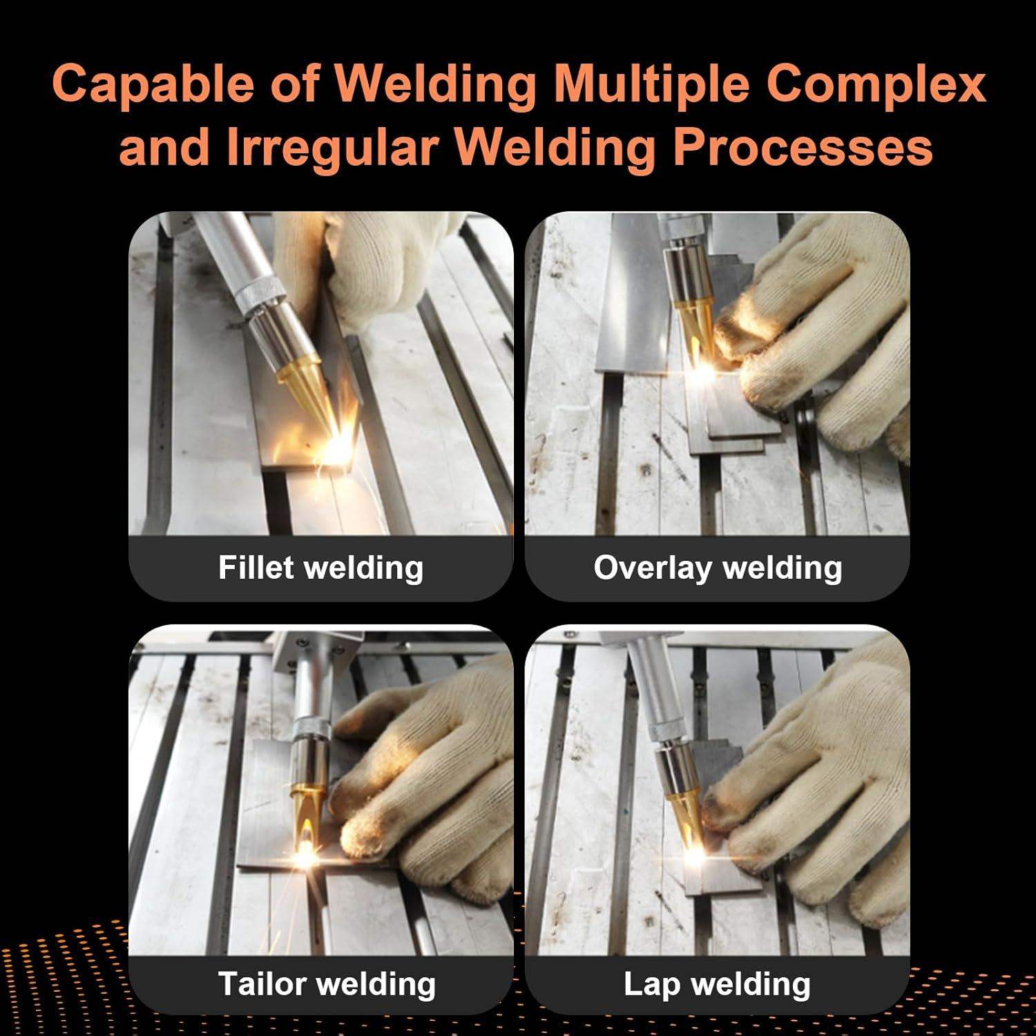 Machine in use welding metal sheet — Herolaser 1000W Air-Cooled Handheld Laser Welder
