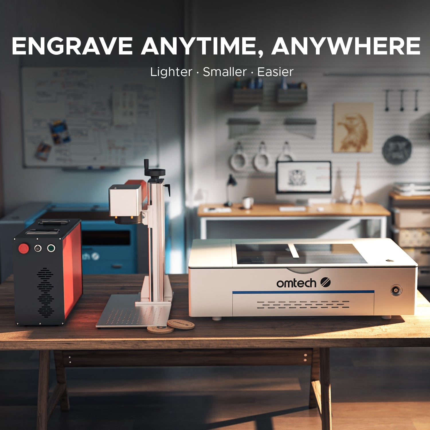 OMTech MOPA 20W Split Fiber Laser Engraver Engrave Anywhere
