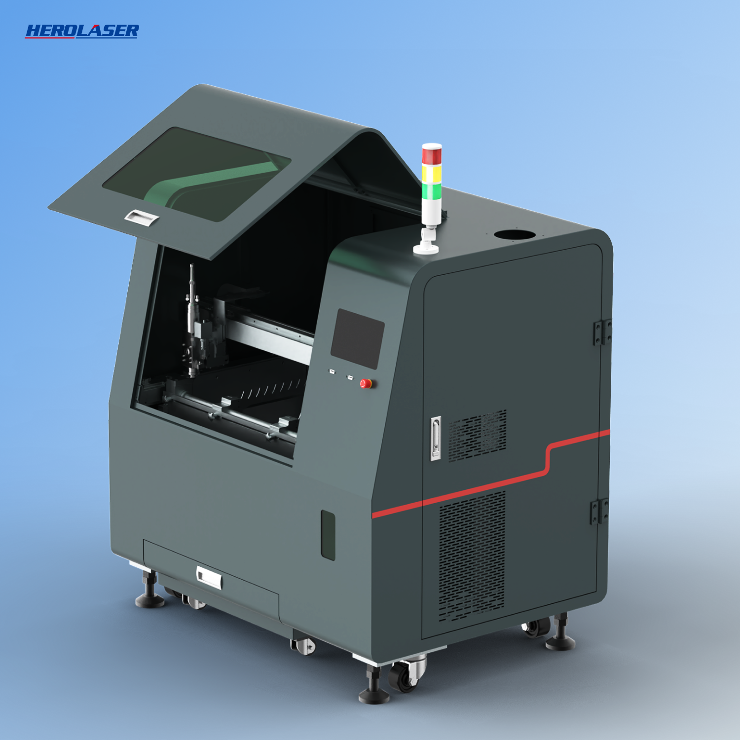 Herolaser 1500W Desktop Metal Laser Cutter — machine dimensions or feature callout