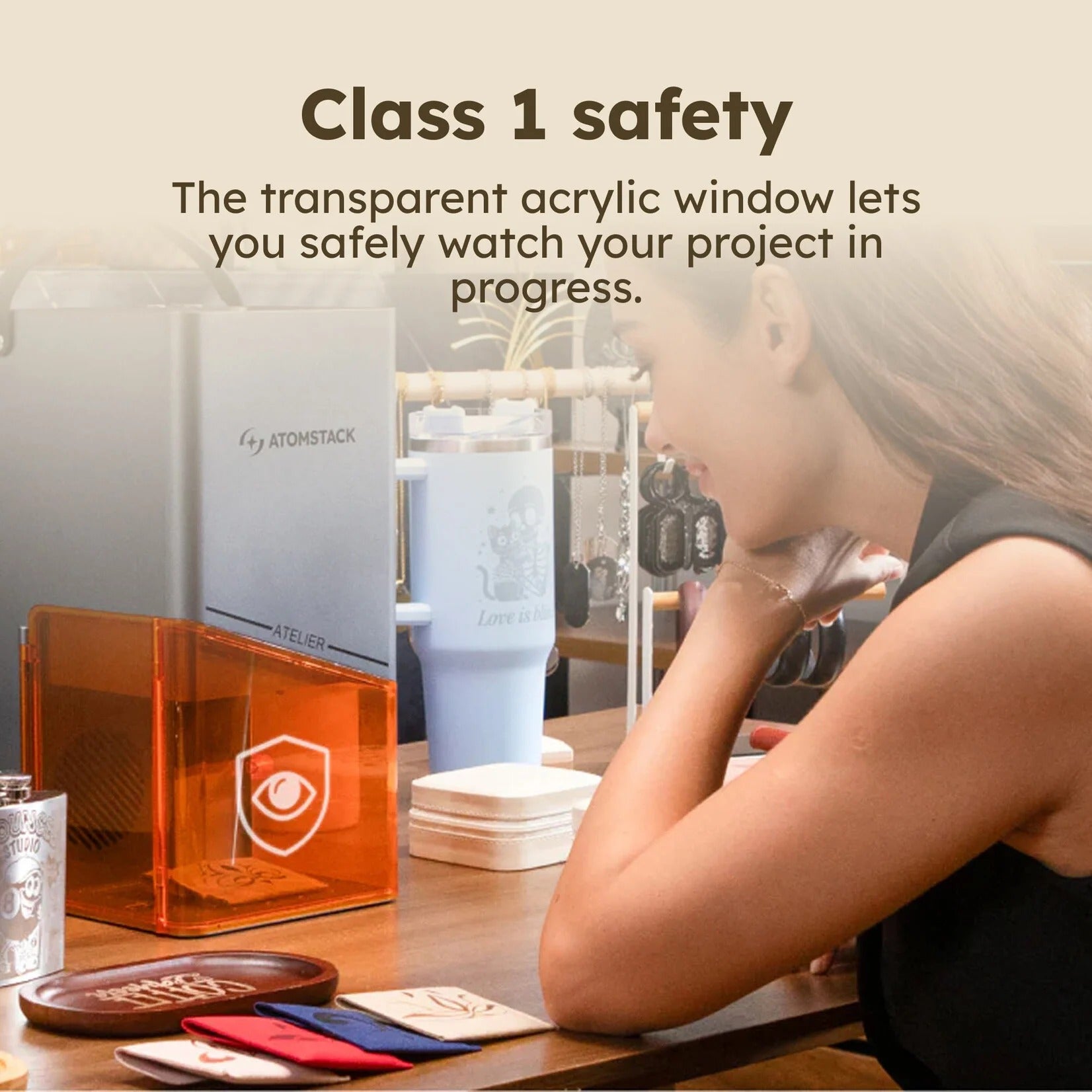 AtomStack Atelier Laser Engraver - 12W Diode Galvo Class 1 Safety