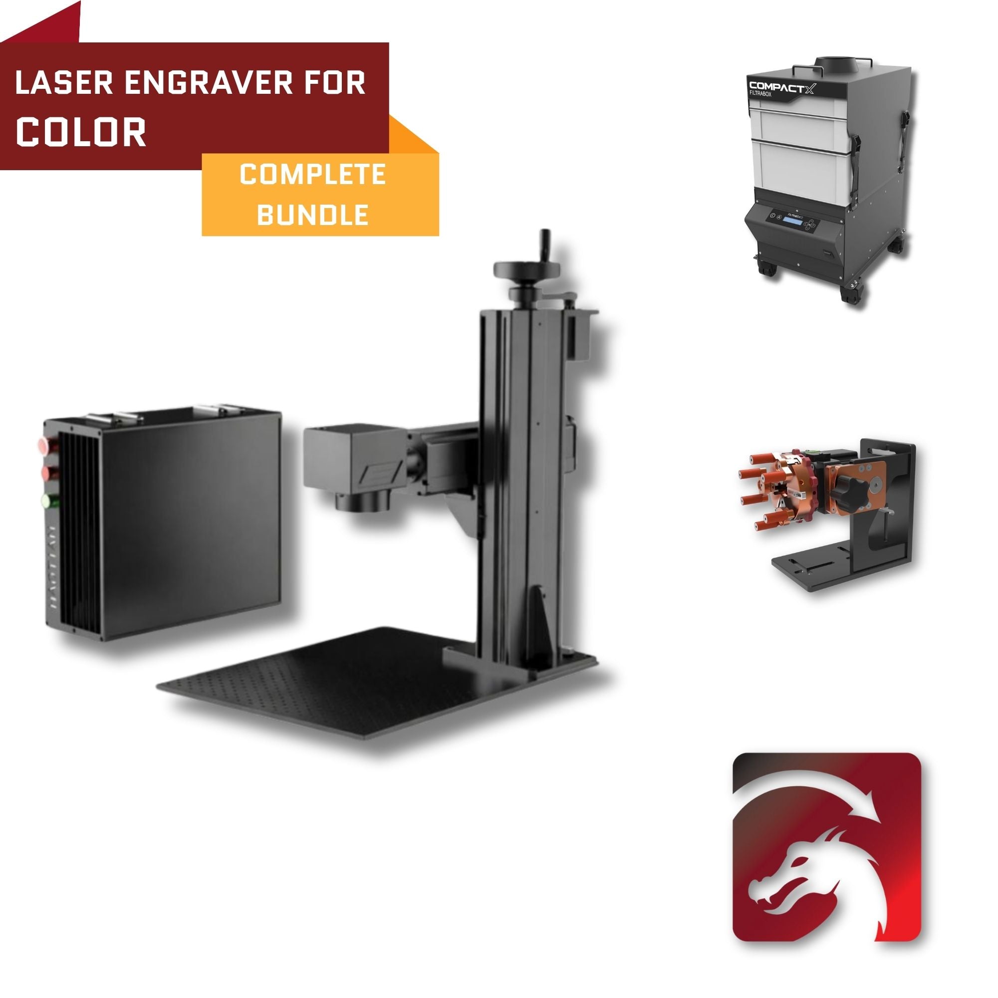 Laser Engraver For color Complete Bundle With Machine And Accessories On A White Background