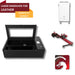 Laser engraver for leather with components and branding on a white background