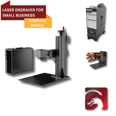 Laser engraver for small business complete bundle with machine and accessories on a white background
