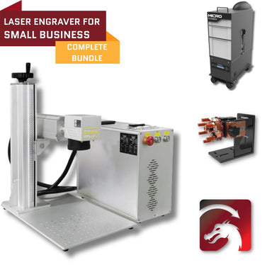 Laser engraver for small business complete bundle with machine and accessories on a white background