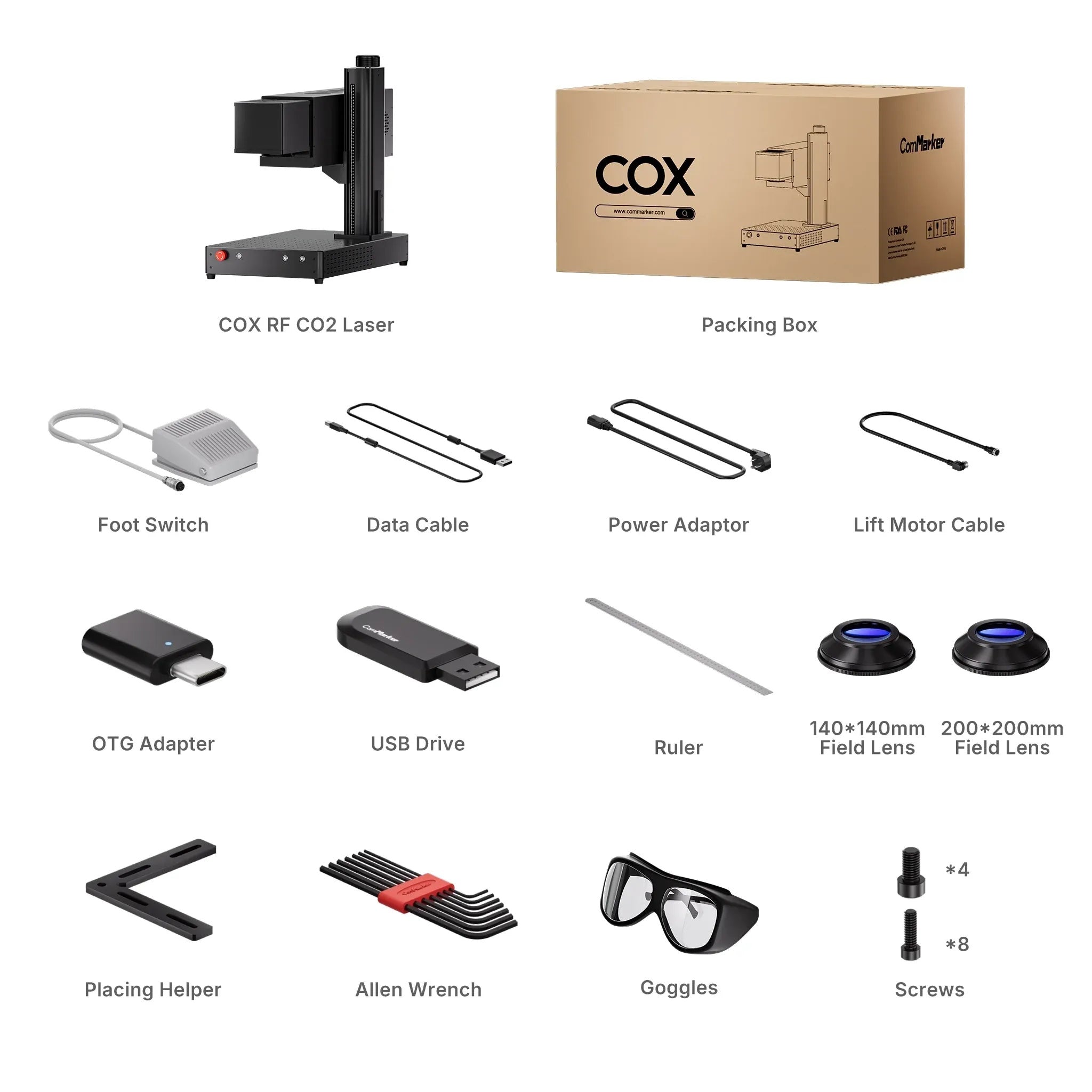 ComMarker COX 40W RF CO2 Laser Engraver Include