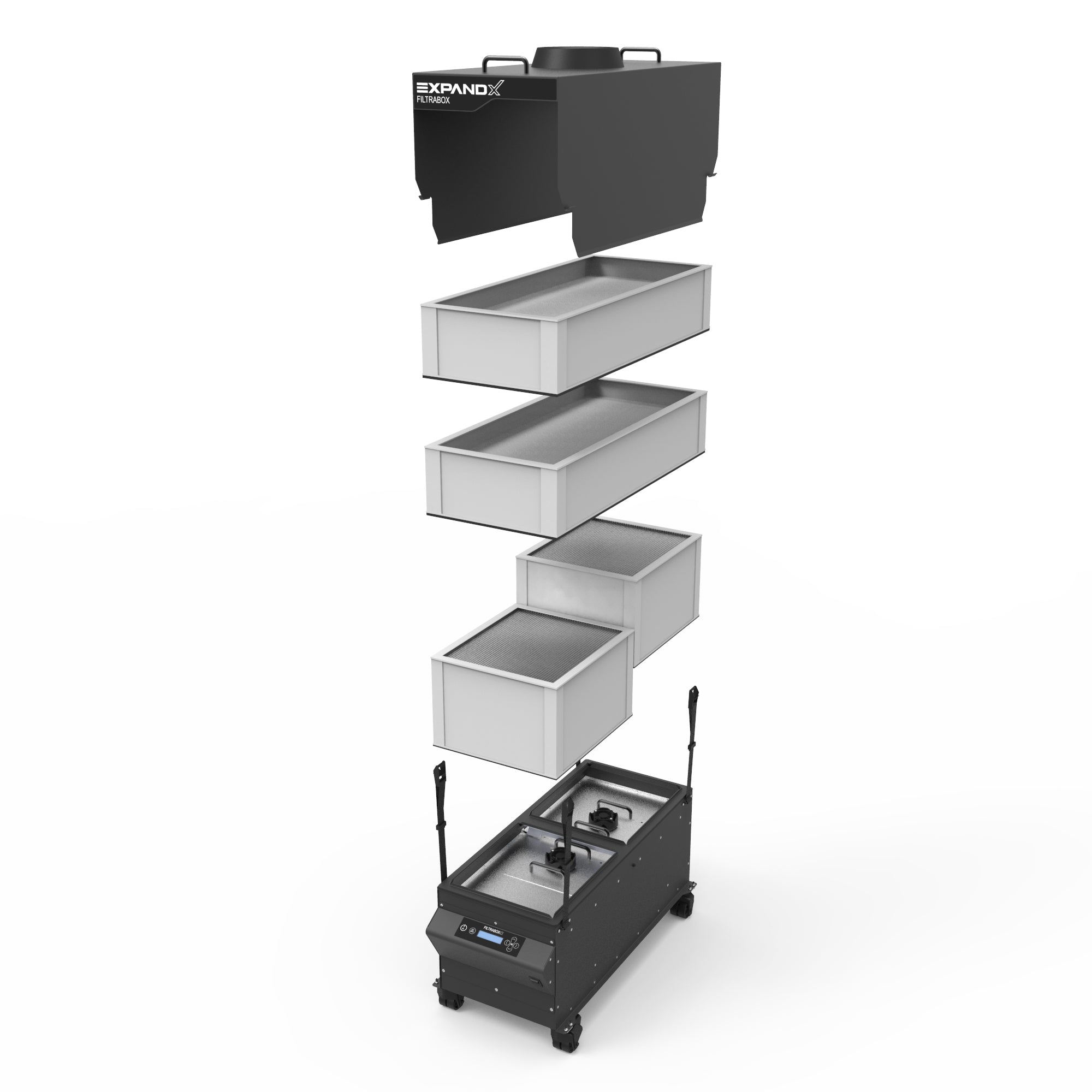 Expanded components of Filtrabox X2 Laser Fume Extraction System