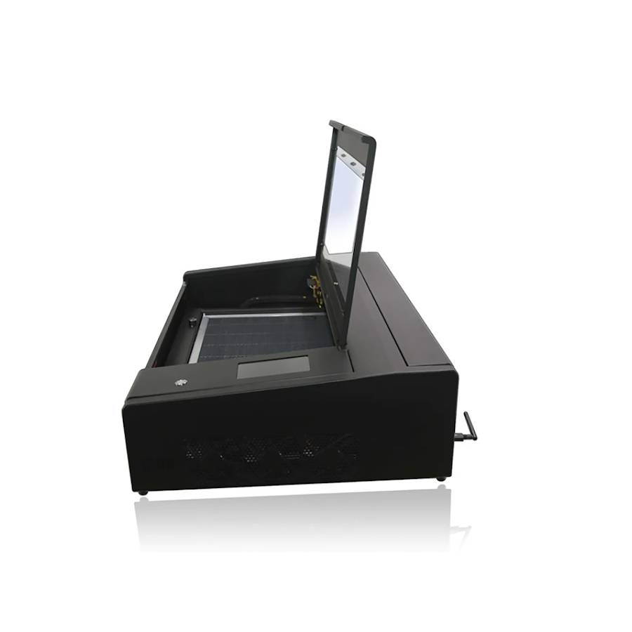 FLUX BeamBox Pro 50W CO2 Laser Cutter & Engraver side angle opening