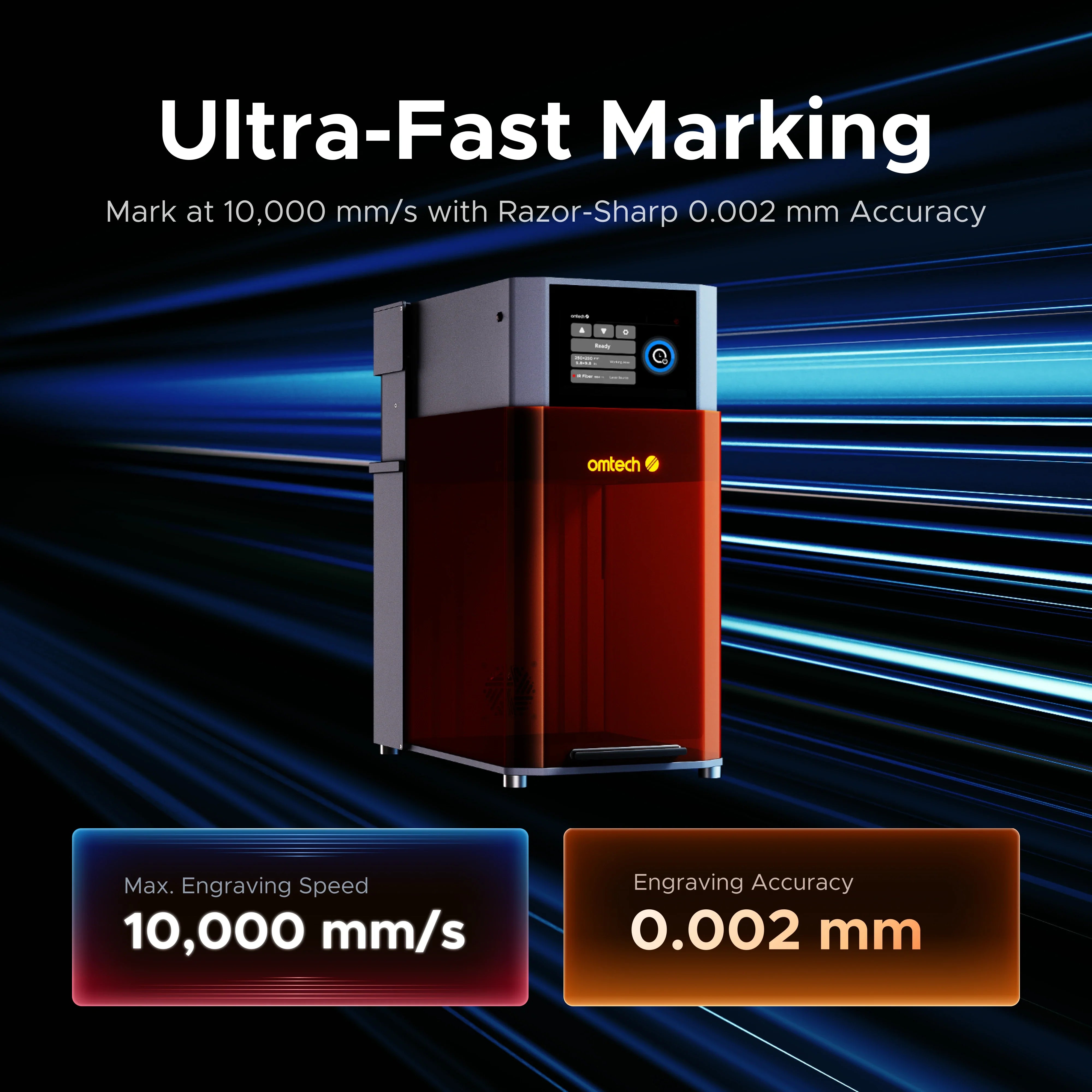 OMTech Solis Duo 20W Fiber & 20W Diode Dual Laser Engraver Ultra Fast Marking