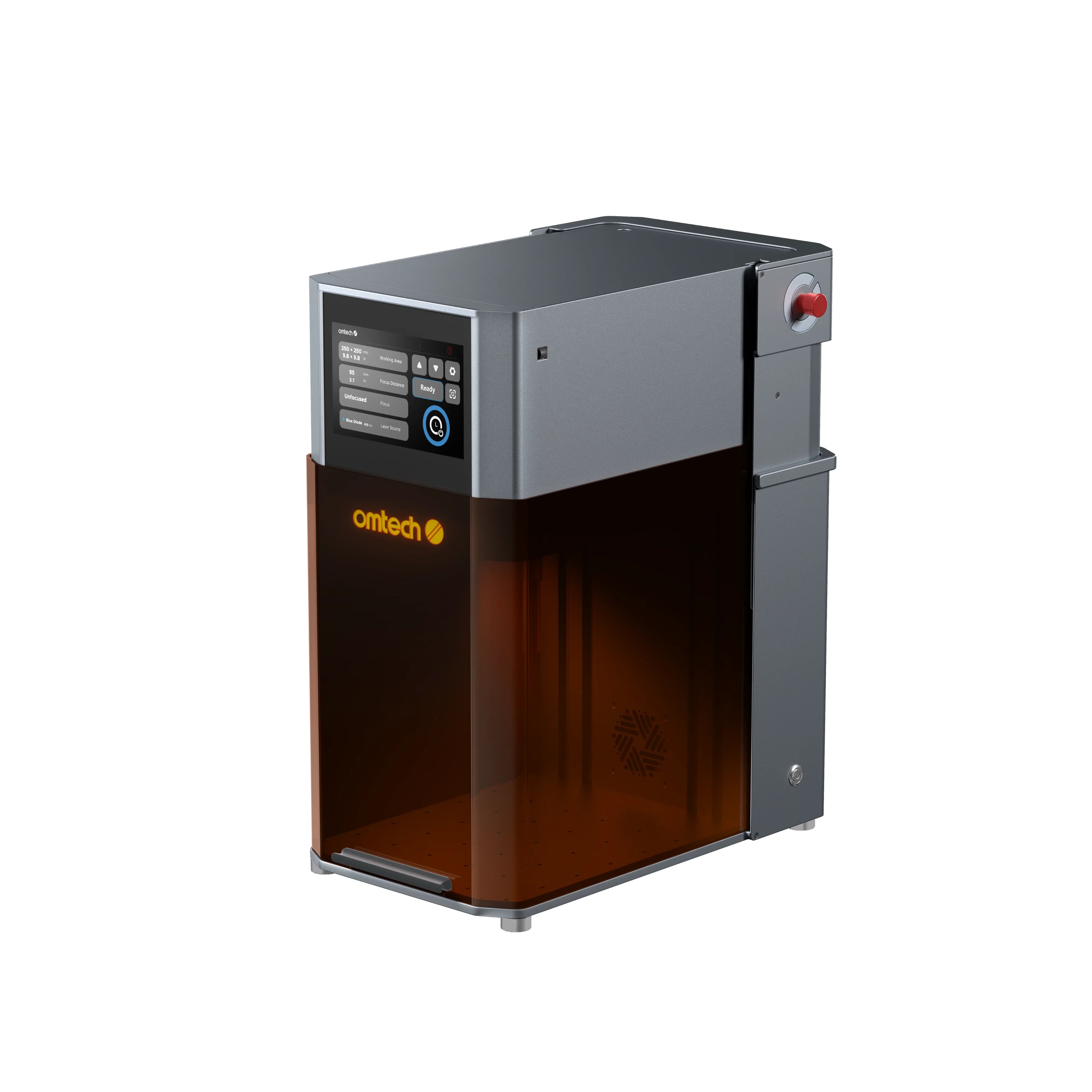 OMTech Solis Duo 30W Fiber & 20W Diode Dual Laser Engraver with Autofocus Side View