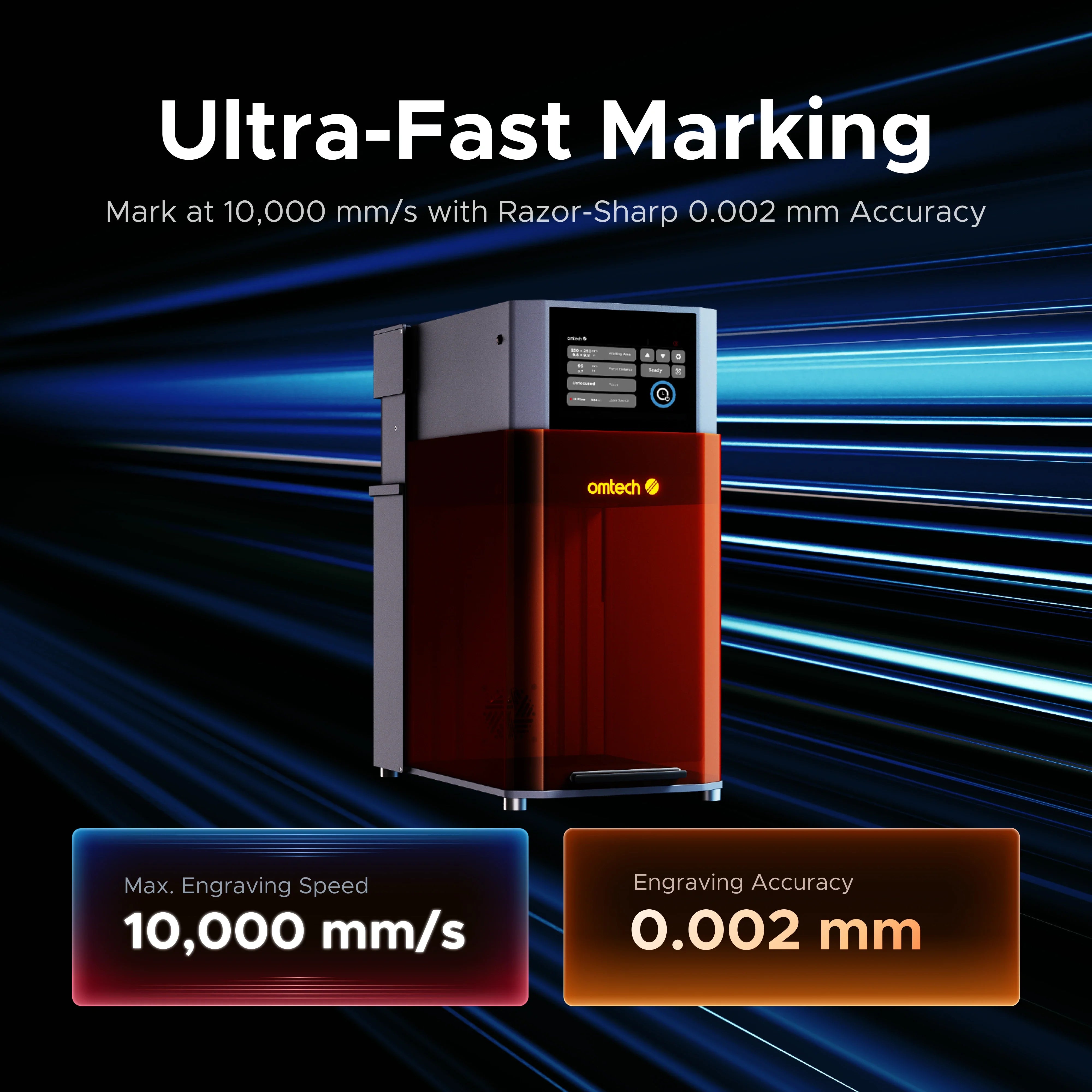 OMTech Solis Duo 30W Fiber & 20W Diode Dual Laser Engraver with Autofocus Ultra Fast Marking
