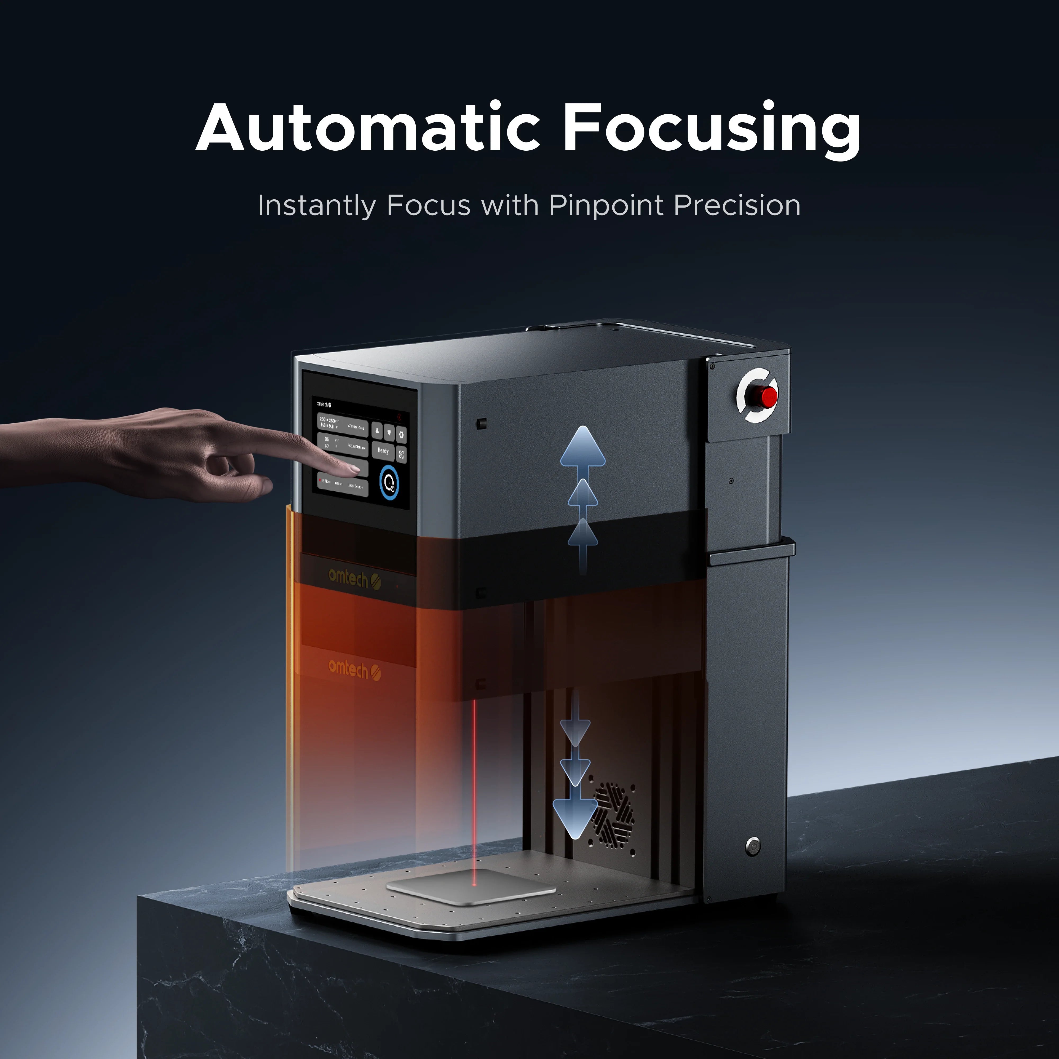OMTech Solis Duo 50W Fiber & 40W Diode Dual Laser Engraver with Autofocus and Precision
