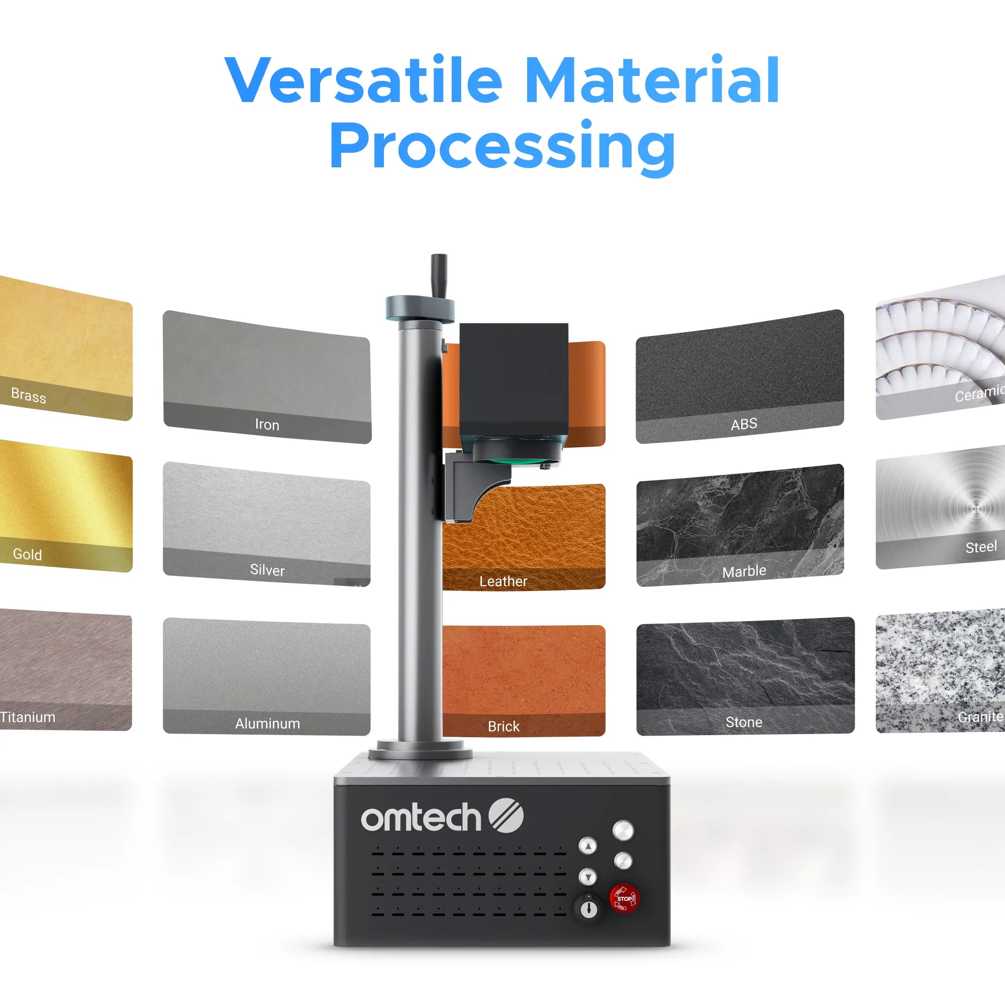 OMTech Galvo 20W Autofocus Fiber Laser Marking Machine Materials