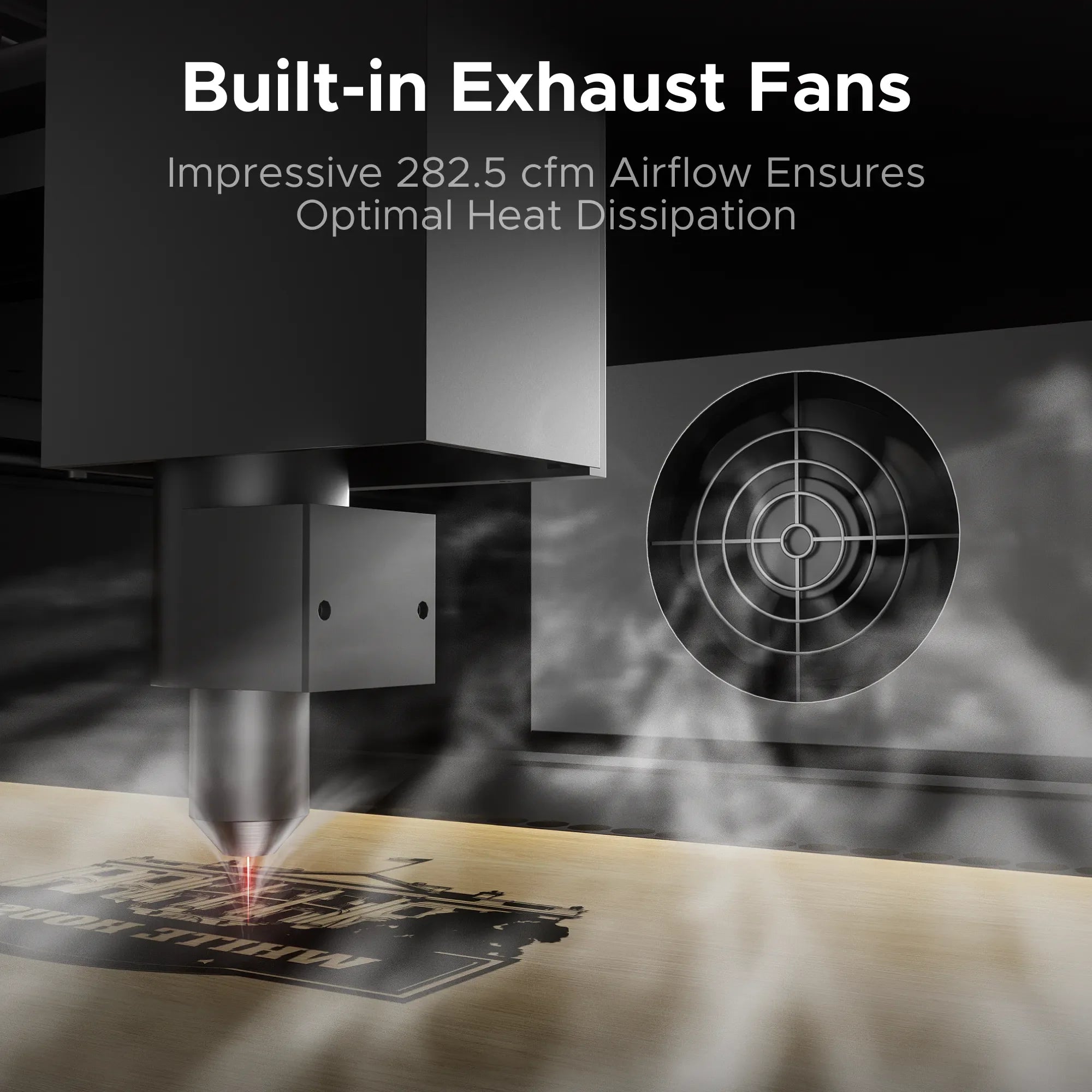 OMTech Polar Lite 55W Desktop CO2 Laser Cutter and Engraver Exaust Fans