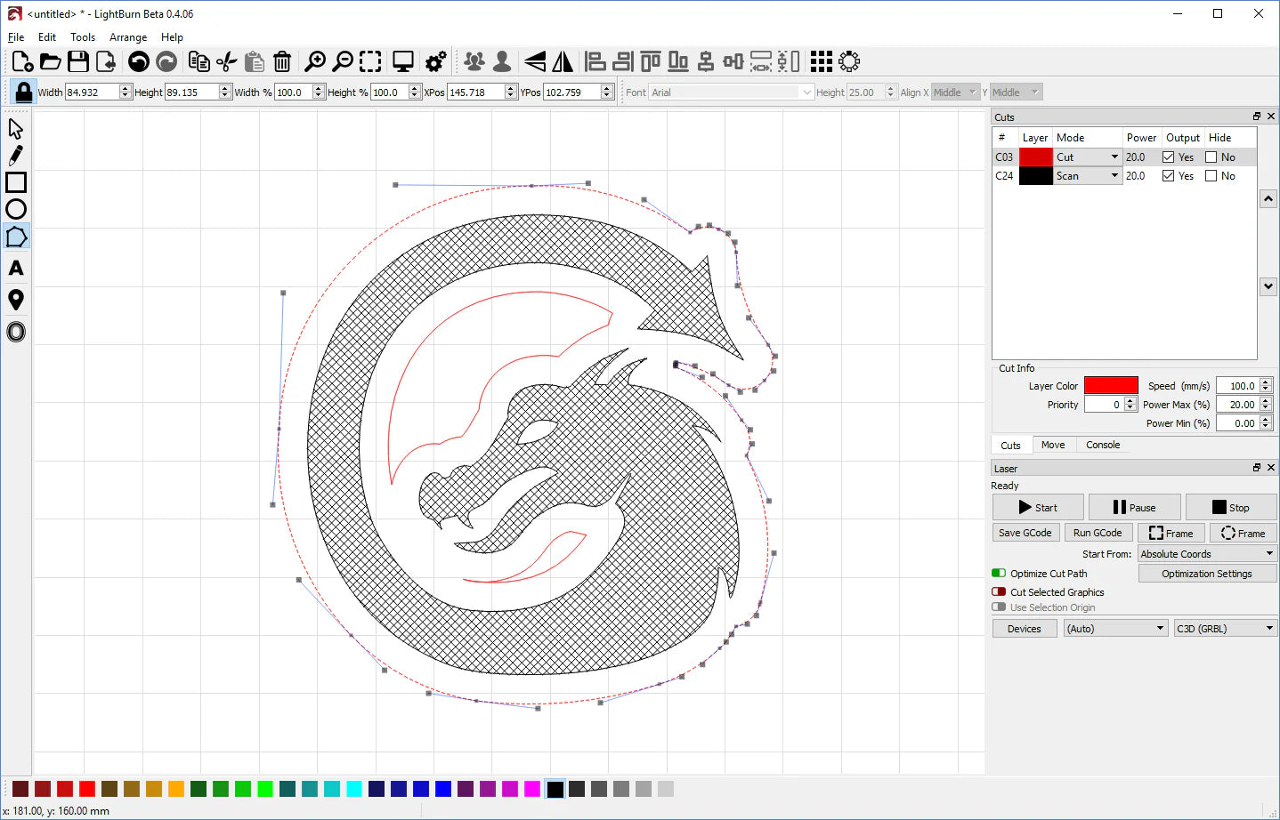 Lightburn user interface logo engraving