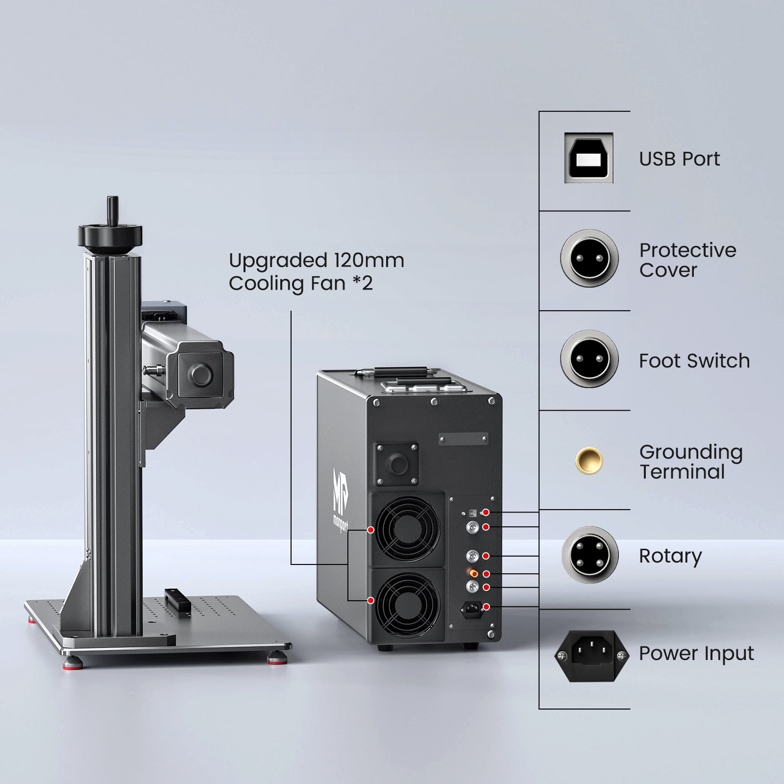 Monport GT 30W Split Fiber Laser Engraver Cooling Air
