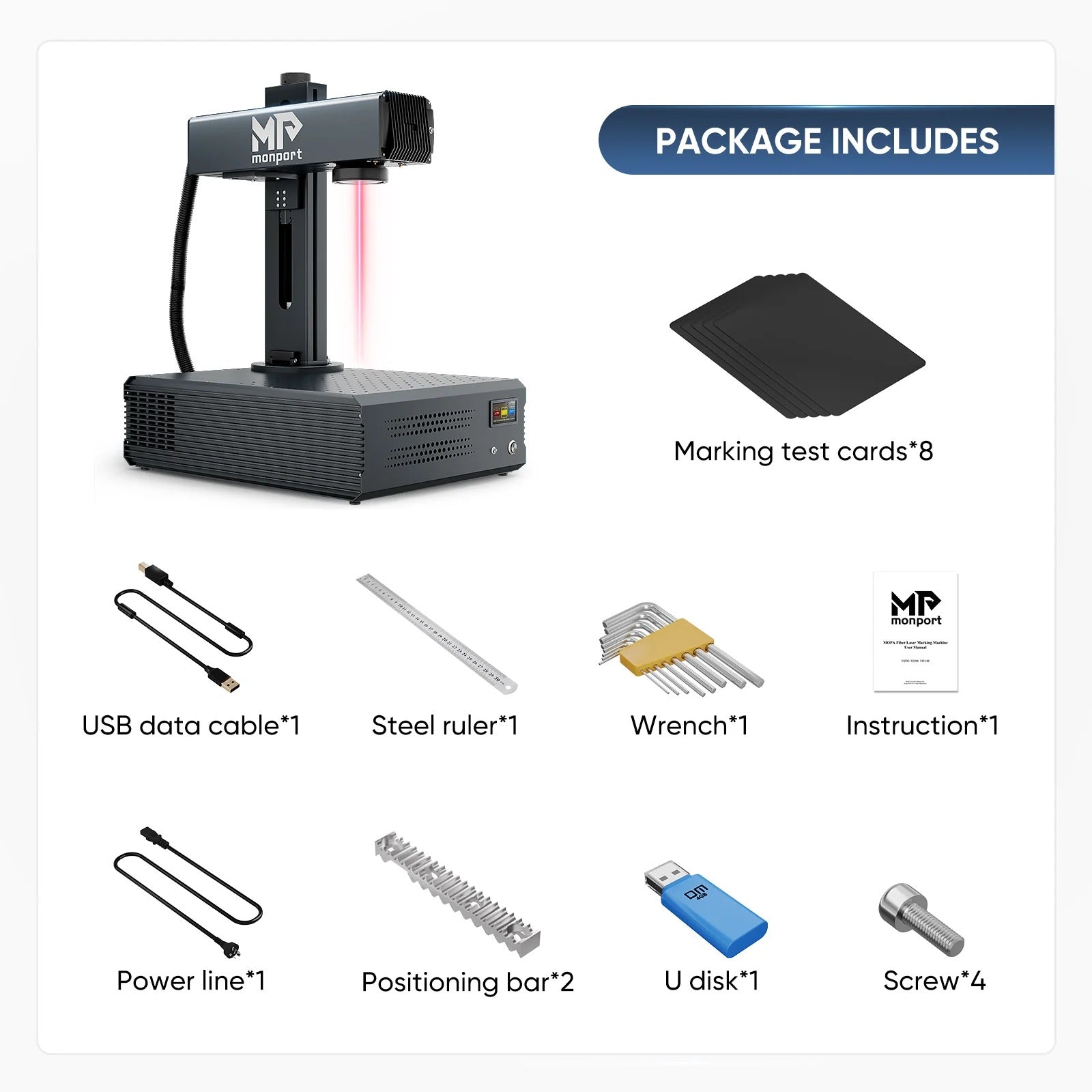 Monport GA 60W MOPA Fiber Laser Package Included