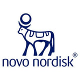 Novo Nordisk logo with a stylized zebra on a white background