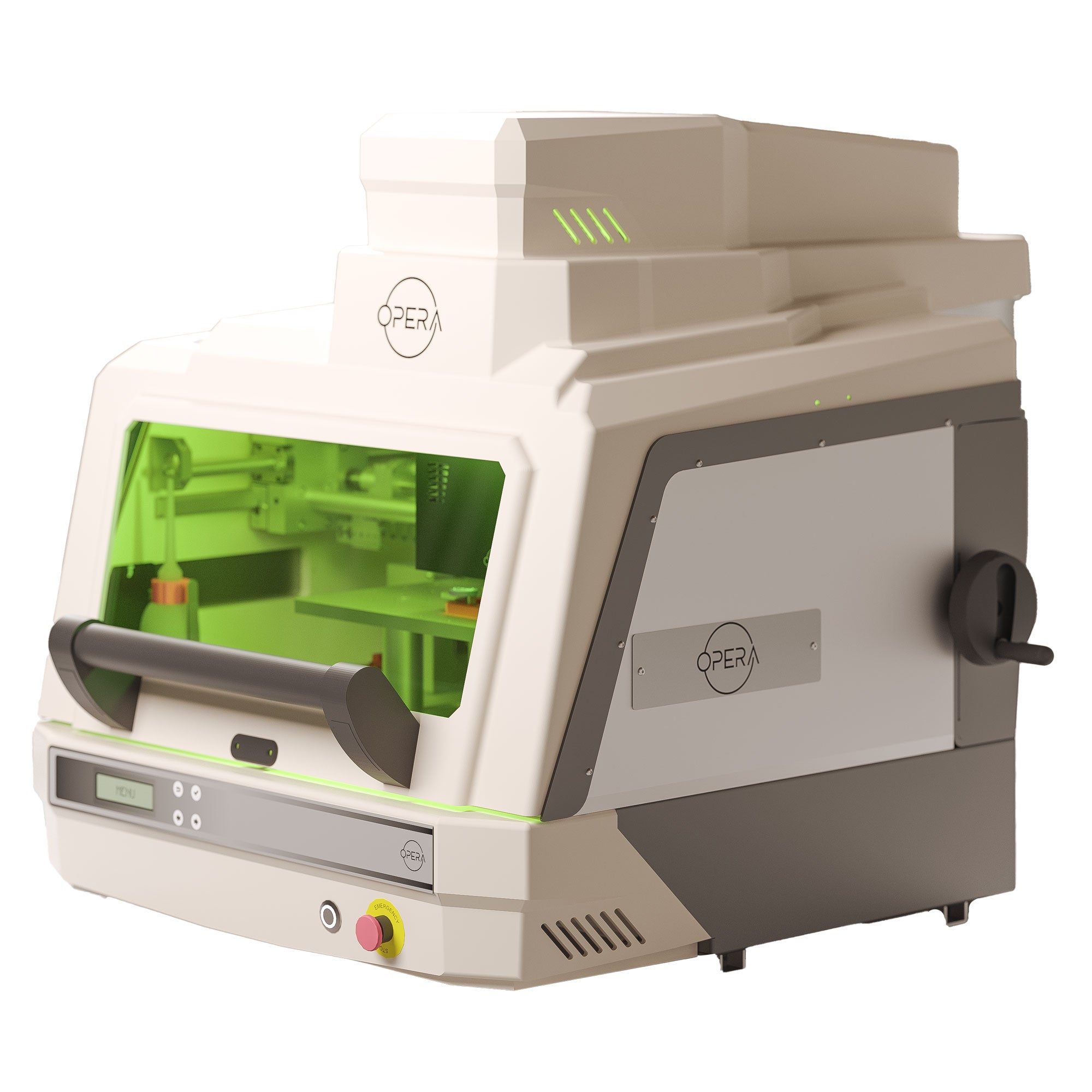 Sunstone Opera: Laser Engraver + CNC Milling Machine dental lab machine with green screen on a white background