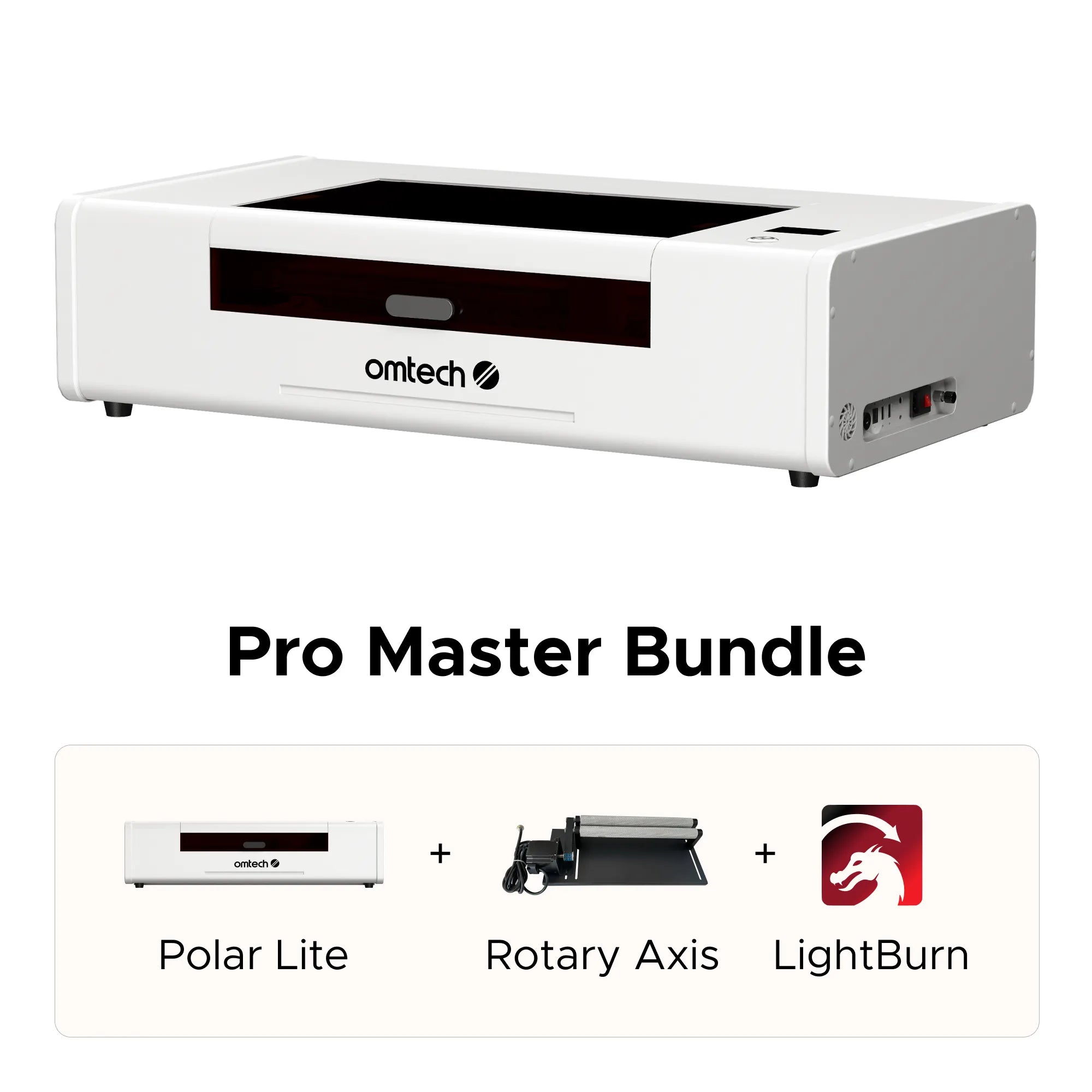 OMTech Polar Lite 55W Desktop CO2 Laser Cutter and Engraver Pro Master Bundle