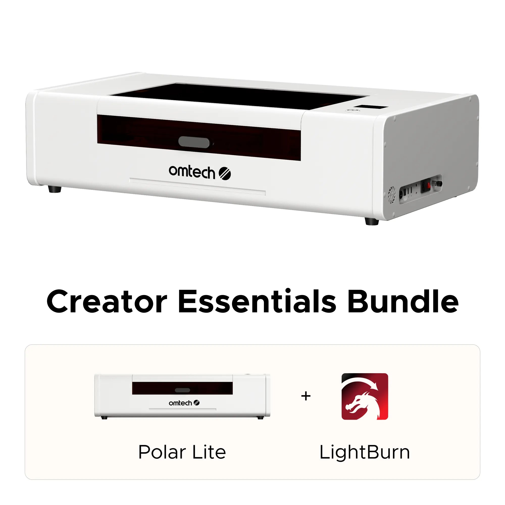 OMTech Polar Lite 55W Desktop CO2 Laser Cutter and Engraver Essential Bundle