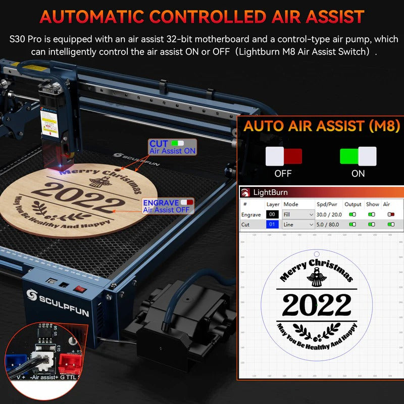 SCULPFUN S30 Pro Max 20W Diode Laser Engraver Auto Air Assist