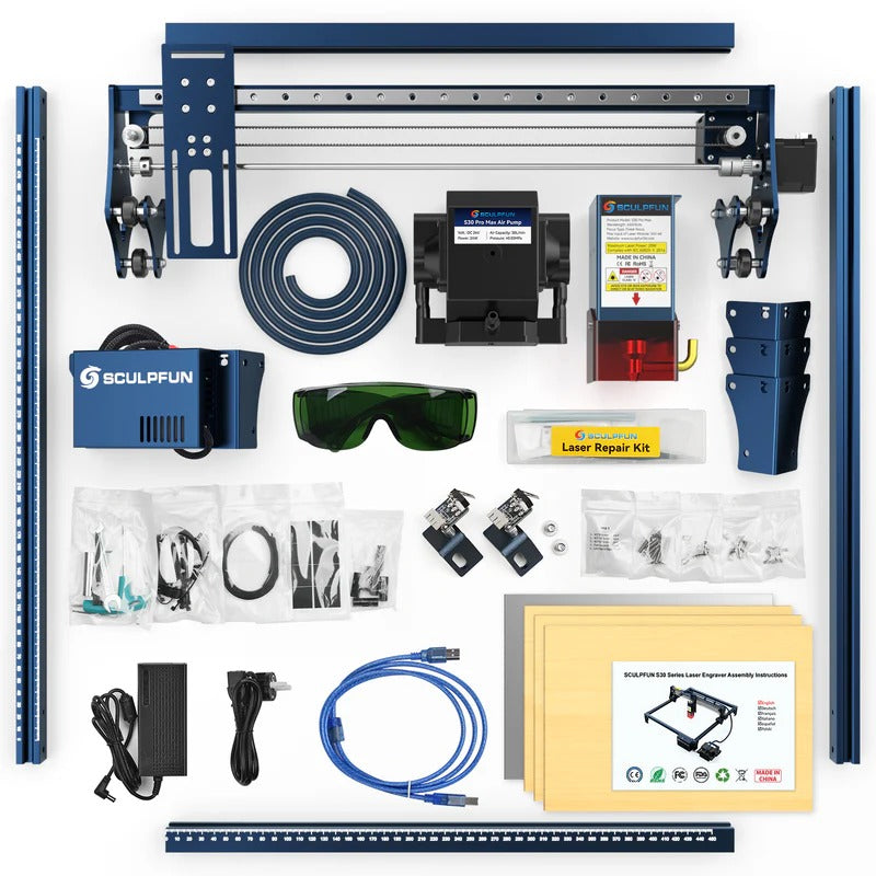 SCULPFUN S30 Pro Max 20W Diode Laser Engraver In The Box