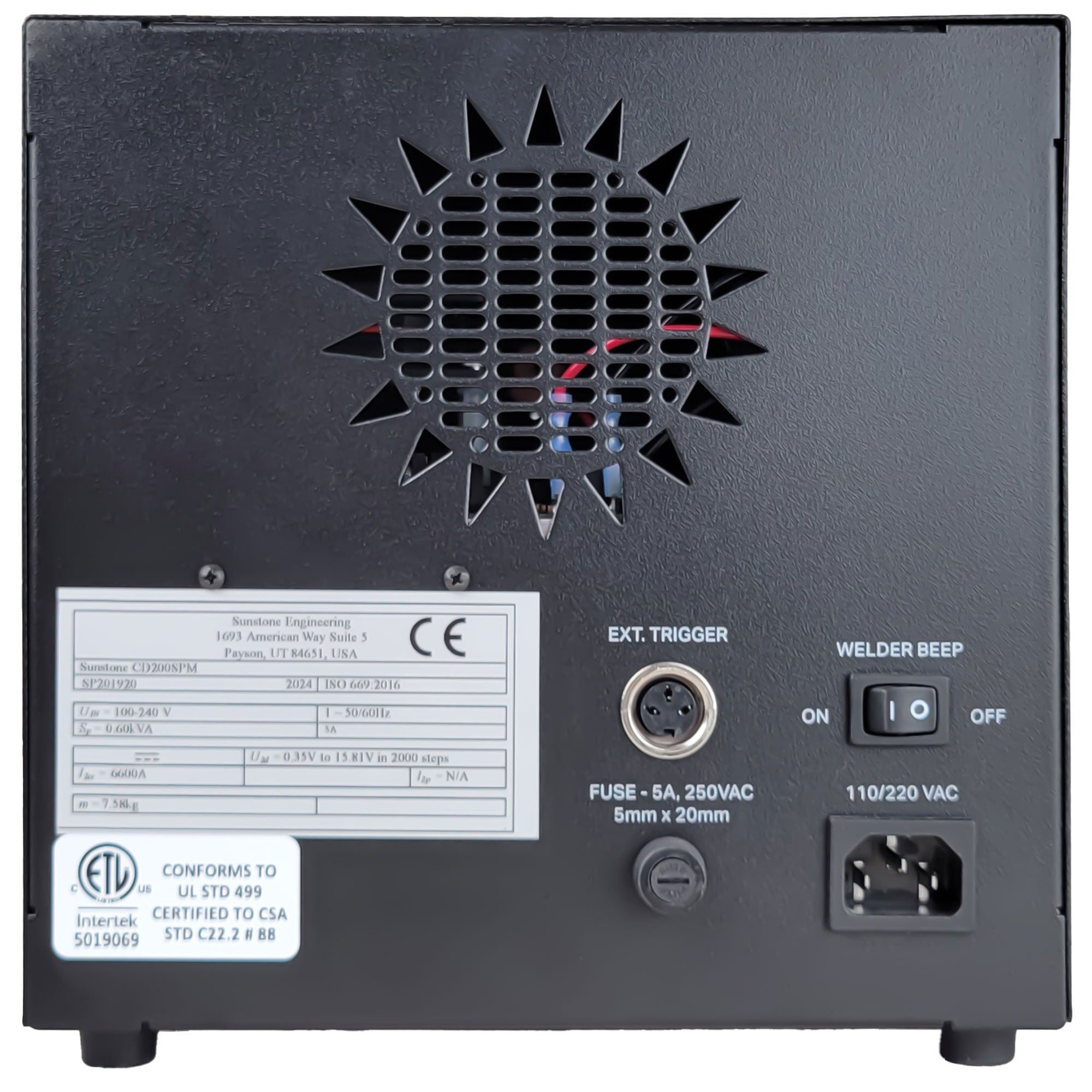 Sunstone CDSP: Micro Resistance Spot Welder rear panel