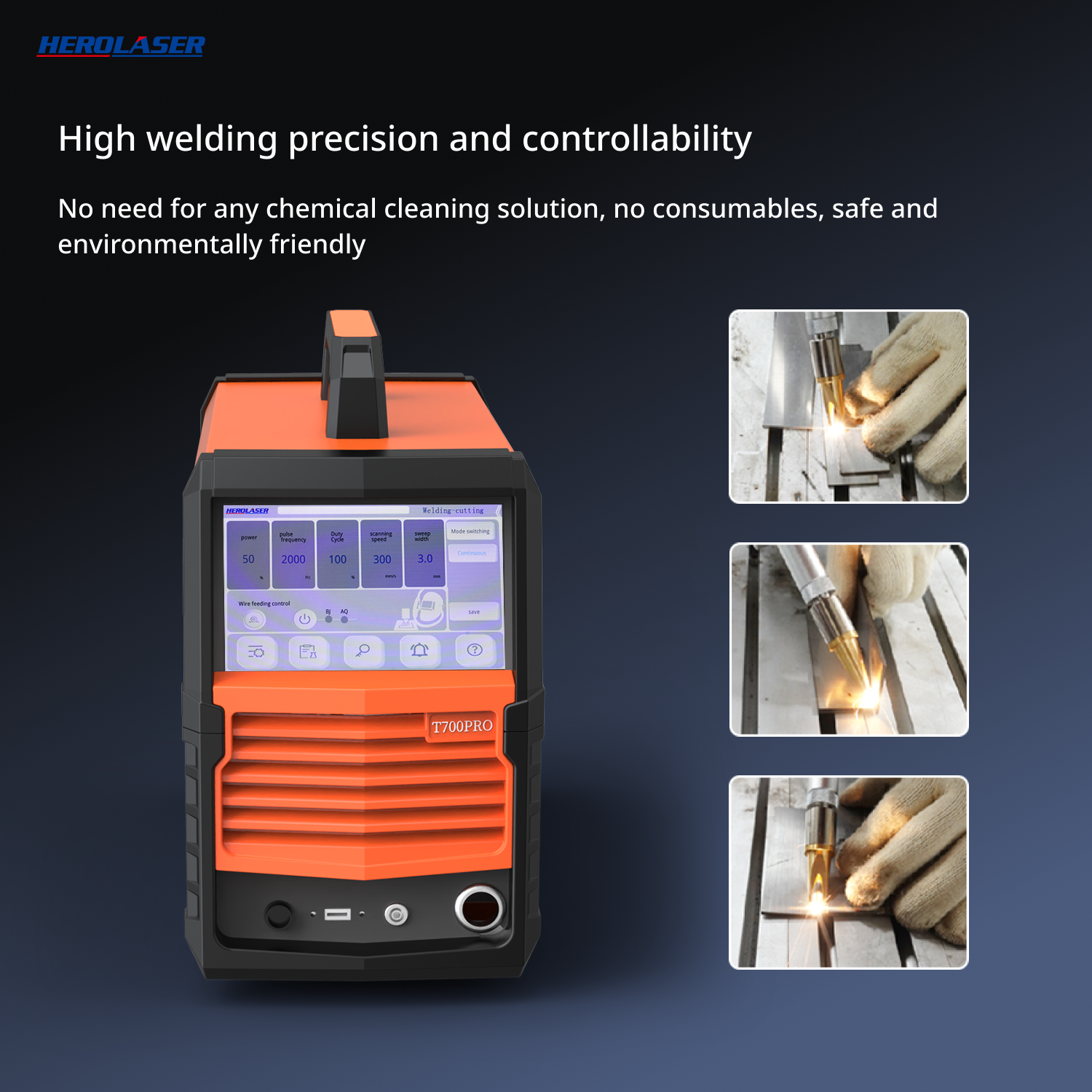 Herolaser T700 Pro handheld fiber laser welder connection ports