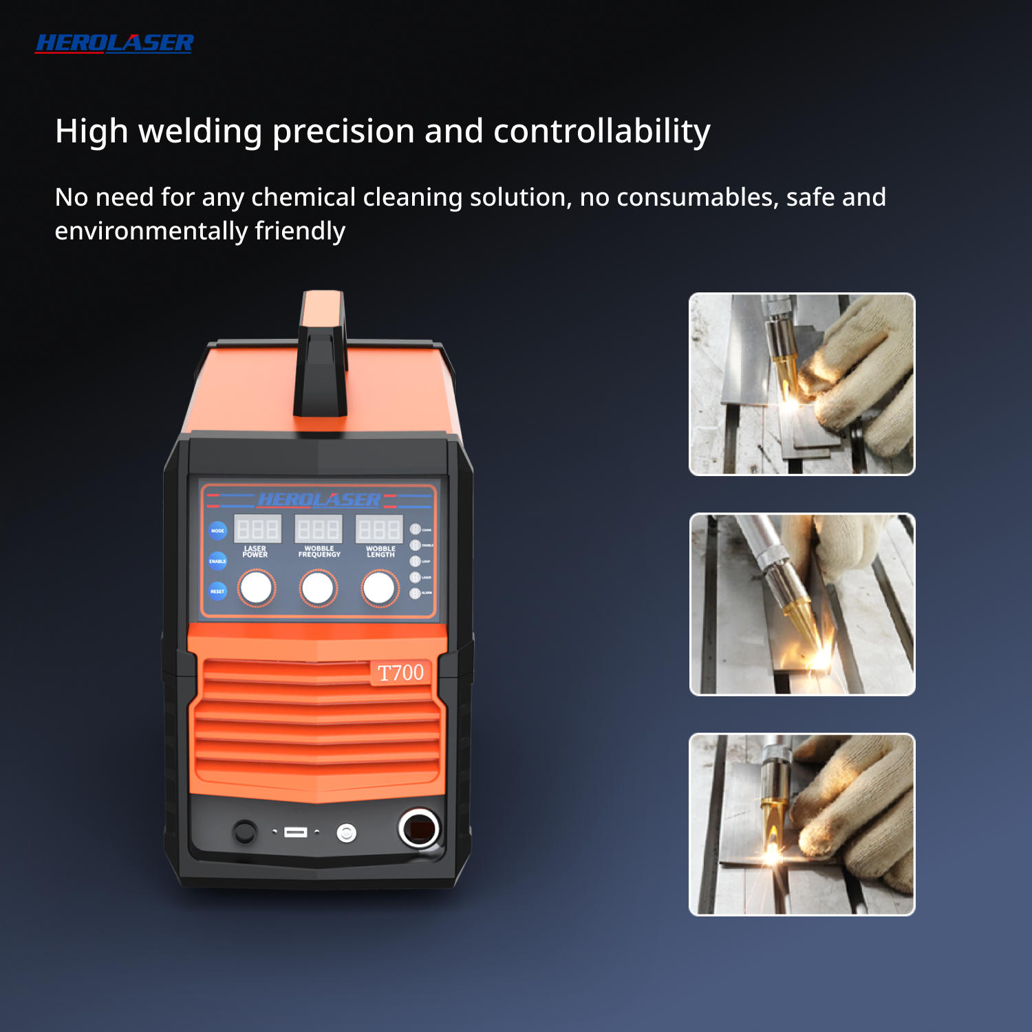 Herolaser T700 main unit rear panel and connections — Herolaser T700