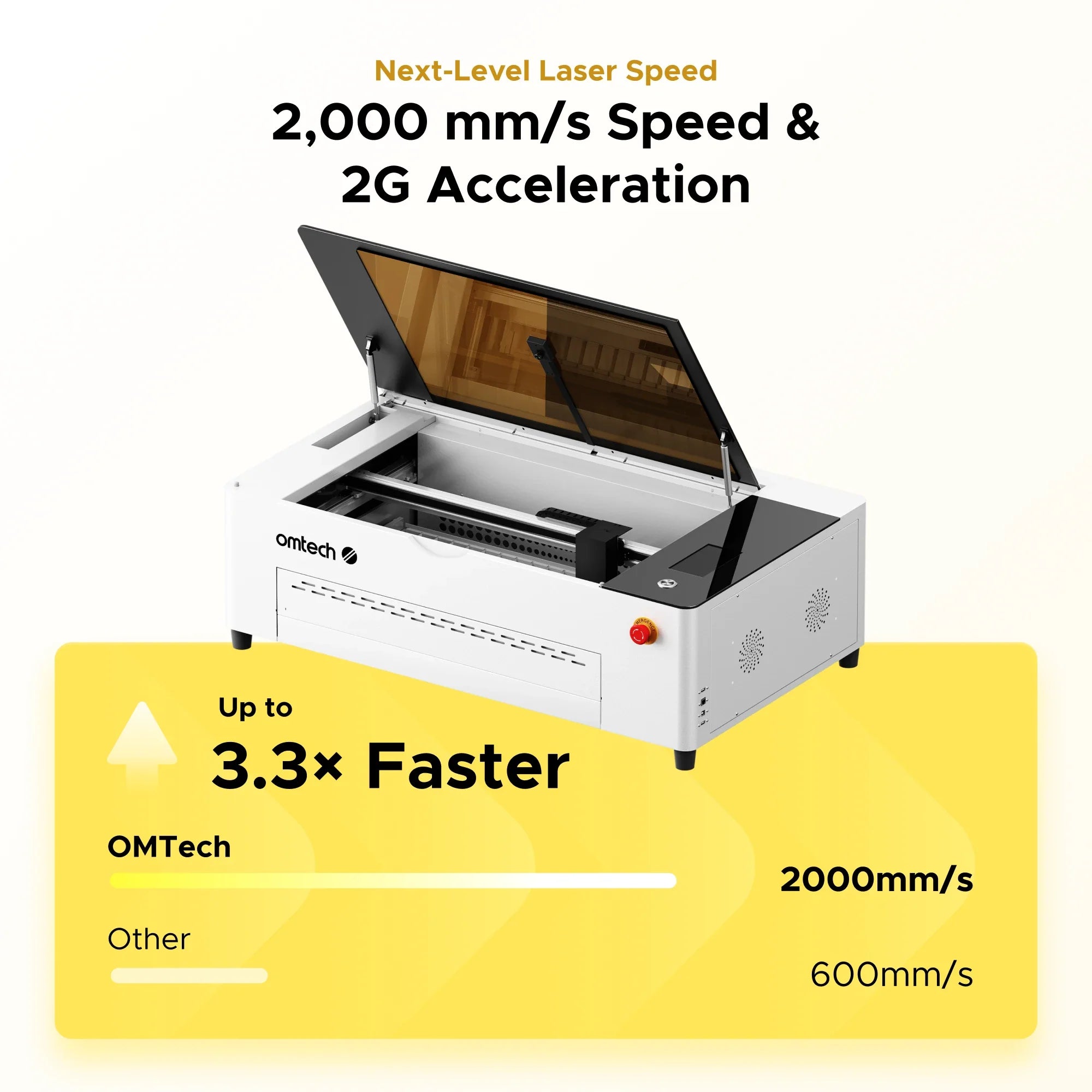 OMTech Polar 2 50W RF Desktop CO2 Laser Speed