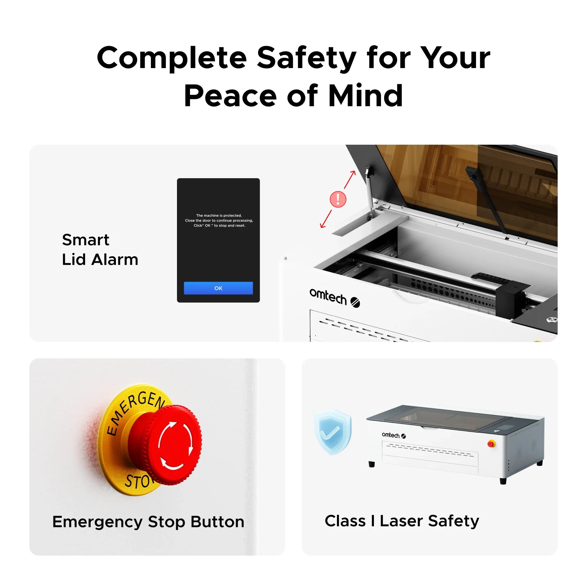 OMTech Polar 2 50W RF Desktop CO2 Laser Safety