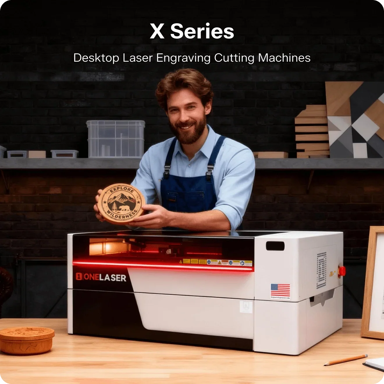 OneLaser XRF desktop laser engraving wood and acrylic materials