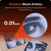 OneLaser XRF precision engraving detail showing 0.07mm RF beam spot results