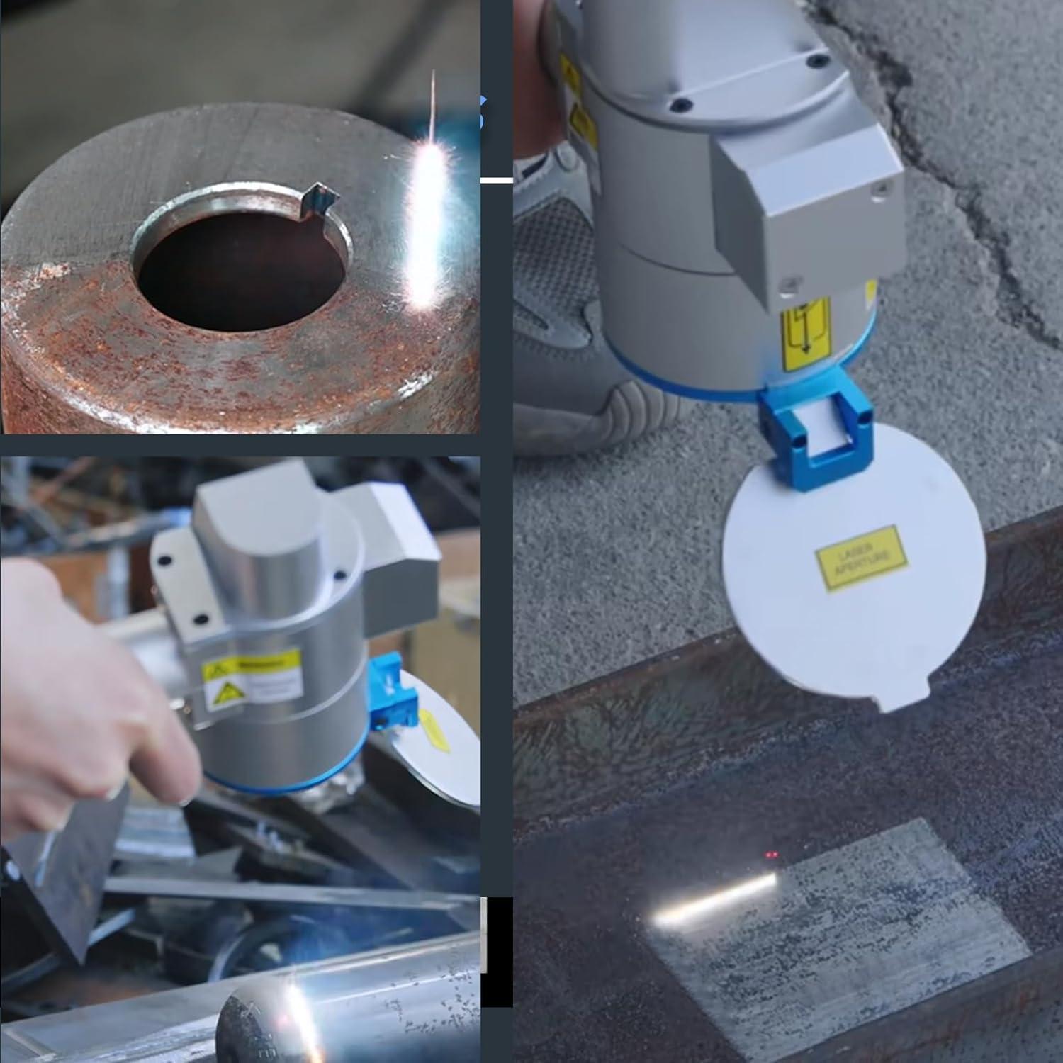 Rust and coating removal in progress on metal part — Herolaser 2000W Continuous Laser Cleaning Machine